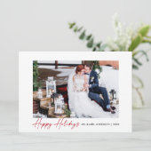 Cartes Pour Fêtes Annuelles Calligraphie moderne Encre rouge Script Mariage ph (Debout devant)