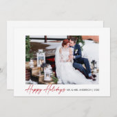 Cartes Pour Fêtes Annuelles Calligraphie moderne Encre rouge Script Mariage ph (Devant / Derrière)