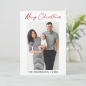 Cartes Pour Fêtes Annuelles Calligraphie moderne Encre rouge Script photo Noël (Debout devant)