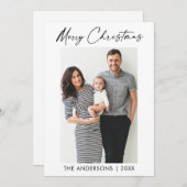 Cartes Pour Fêtes Annuelles Calligraphie moderne Encre Script Photo Noël (Devant / Derrière)