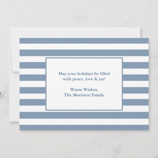 Cartes Pour Fêtes Annuelles Calligraphie moderne Hanoukka 3 Photo Bleu rayé (Dos)