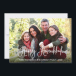 Cartes Pour Fêtes Annuelles Calligraphie moderne Happy Hanoukka Family Photo<br><div class="desc">Script de calligraphie moderne amusant Happy Hanoukka Carte photo de famille</div>