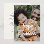 Cartes Pour Fêtes Annuelles Calligraphie moderne Happy Kwanzaa photo (Devant / Derrière)