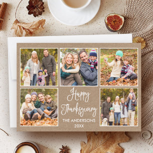 Cartes Pour Fêtes Annuelles Calligraphie moderne Kraft 5 Photo Thanksgiving