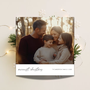 Cartes Pour Fêtes Annuelles Calligraphie moderne Merriest Christmas Photo Card