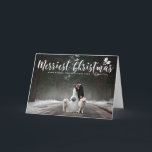 Cartes Pour Fêtes Annuelles Calligraphie moderne Merriest Christmas Photo Card<br><div class="desc">Carte photo de vacances élégant et fantaisiste avec calligraphie moderne blanche et saint. Des articles correspondants tels que des autocollants,  des étiquettes et des timbres sont disponibles.</div>