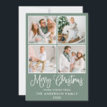 Cartes Pour Fêtes Annuelles Calligraphie moderne Noël 4 Photos Sage Green<br><div class="desc">Joyeux Noël 4 Photo Carte de vacances - Sage Green</div>