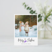 Cartes Pour Fêtes Annuelles Calligraphie moderne Purple Mittens Photo (Debout devant)