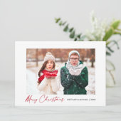 Cartes Pour Fêtes Annuelles Calligraphie moderne Rouge Encre Script Couple Pho (Debout devant)