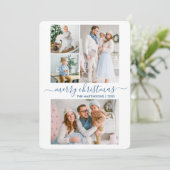 Cartes Pour Fêtes Annuelles Calligraphie moderne Script 4 Photo Noël bleu (Debout devant)