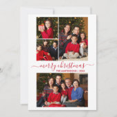 Cartes Pour Fêtes Annuelles Calligraphie moderne Script 4 Photo Noël Rouge (Devant)