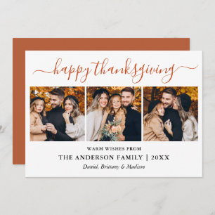 Cartes Pour Fêtes Annuelles Calligraphie moderne Thanksgiving Terracotta 3 Pho