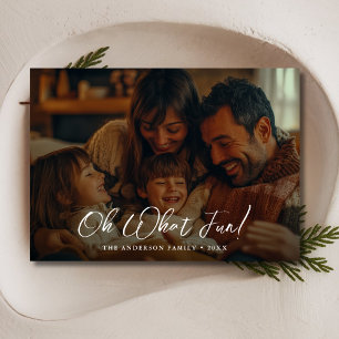 Cartes Pour Fêtes Annuelles Calligraphie Oh What Fun Family Photo de Noël