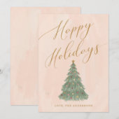 Cartes Pour Fêtes Annuelles Calligraphie Or de l'Arbre de Noël moderne (Devant / Derrière)