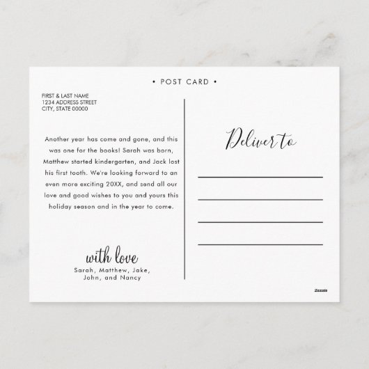 Cartes Pour Fêtes Annuelles Calligraphie Quelle année photo blanche Collage (Dos)