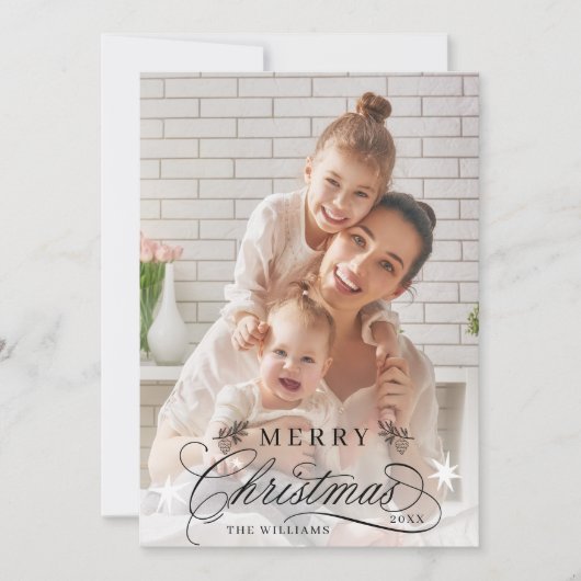 Cartes Pour Fêtes Annuelles Calligraphie romantique Joyeux Noël Photo Appartem (Devant)