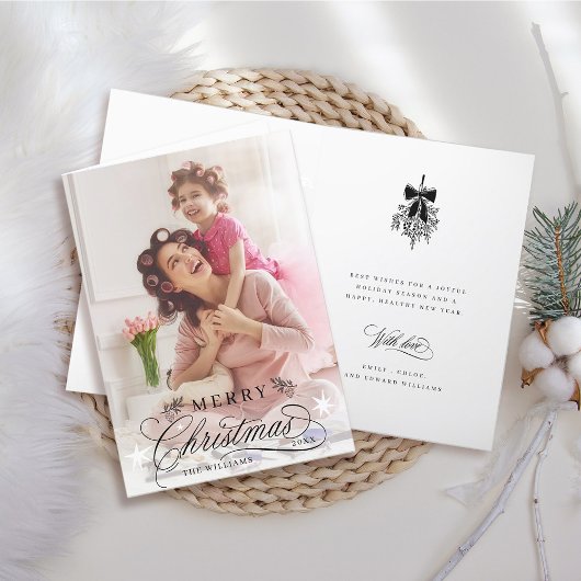 Cartes Pour Fêtes Annuelles Calligraphie romantique Joyeux Noël Photo repliée
