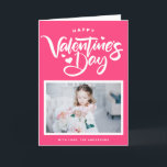 Cartes Pour Fêtes Annuelles Calligraphie rose chaud Photo Saint-Valentin<br><div class="desc">HEUREUSE SAINTE-VALENTIN ! Il dispose de calligraphie moderne avec des accents cardiaques. Personnalisez en ajoutant vos détails. Cette carte de la Saint-Valentin rose-chaud est disponible sur d'autres cartes.</div>
