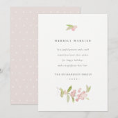 CARTES POUR FÊTES ANNUELLES CALLIGRAPHIE ROSE ROSE BLANC DOUX MARIÉ MERRIELLEM (Devant / Derrière)