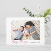 Cartes Pour Fêtes Annuelles Calligraphie Rouge Encre Script Joyeux Vacances Ph (Debout devant)