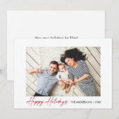 Cartes Pour Fêtes Annuelles Calligraphie Rouge Encre Script Joyeux Vacances Ph (Devant / Derrière)