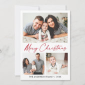 Cartes Pour Fêtes Annuelles Calligraphie Rouge Encre Script Noël 3 Photo (Devant)