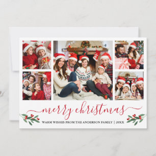 Cartes Pour Fêtes Annuelles Calligraphie Rouge Joyeux Noël Holly 5 Photo