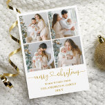 Cartes Pour Fêtes Annuelles Calligraphie Script Coeur Noël 4 Photo Gold<br><div class="desc">Calligraphie moderne Script coeur Joyeux Noël 4 Photo Carte de vacances - Gold Texte</div>
