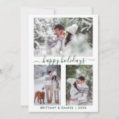 Cartes Pour Fêtes Annuelles Calligraphie Script Couple 3 Photo Vert (Devant)