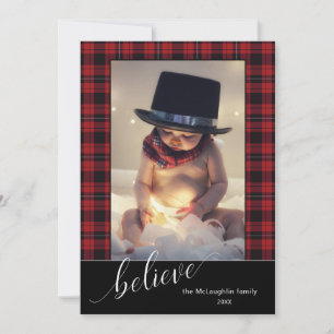 Cartes Pour Fêtes Annuelles Calligraphie Script Croire Noël Tartan Photo