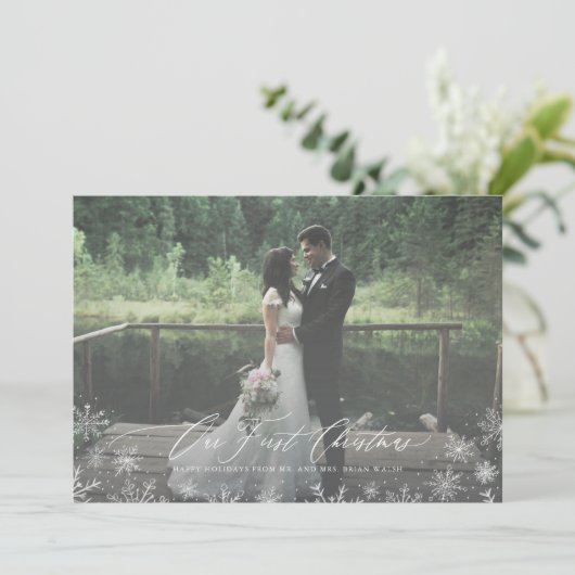 Cartes Pour Fêtes Annuelles Calligraphie Script First Christmas Newlyly (Debout devant)