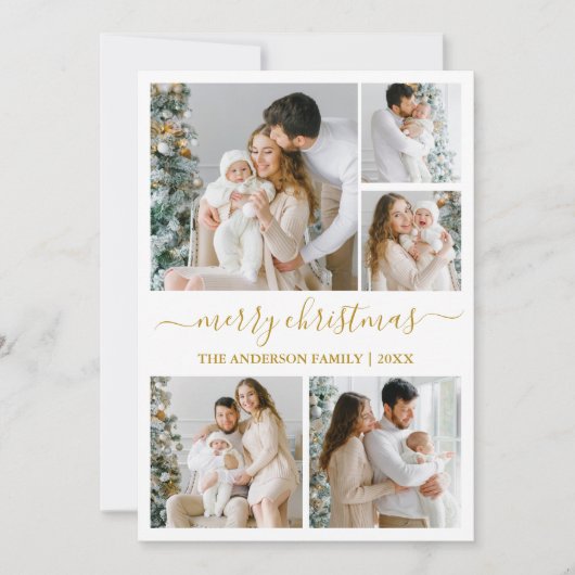 Cartes Pour Fêtes Annuelles Calligraphie Script Joyeux Noël Or 5 Photo (Devant)
