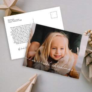 Cartes Pour Fêtes Annuelles Calligraphie Script Trois Photo Joyeux Noël