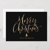 Cartes Pour Fêtes Annuelles calligraphie simple noir et or Noël (Devant / Derrière)