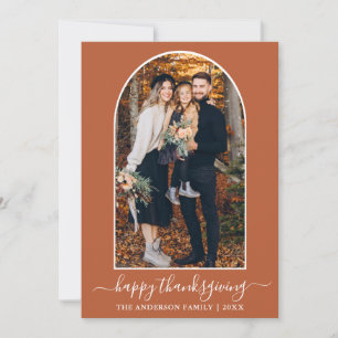 Cartes Pour Fêtes Annuelles Calligraphie Thanksgiving Photo Arch Terracotta