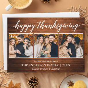 Cartes Pour Fêtes Annuelles Calligraphie Thanksgiving Rustique Bois 3 Photo
