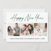 Cartes Pour Fêtes Annuelles Calligraphie Vert Encre Script 3 Photo Nouvel An (Devant)