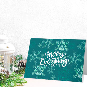 Cartes Pour Fêtes Annuelles Calligraphie verte flocon de neige Joyeux Tout