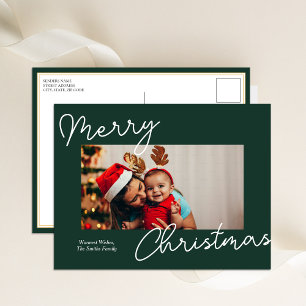 Cartes Pour Fêtes Annuelles Calligraphie verte Joyeux Noël Photo moderne