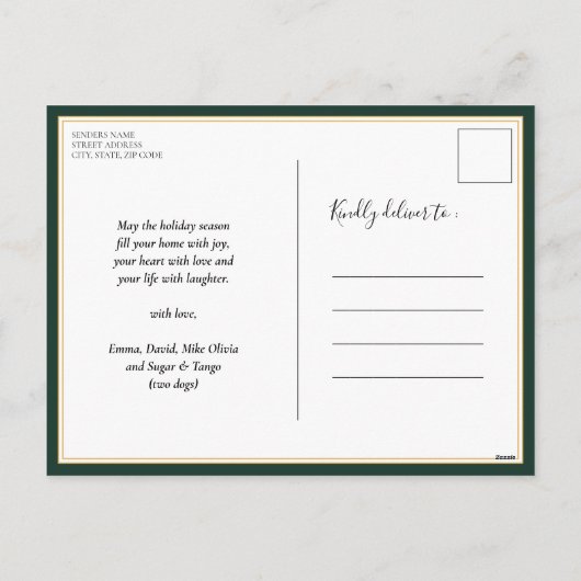 Cartes Pour Fêtes Annuelles Calligraphie verte Joyeux Noël Photo moderne (Dos)