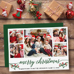 Cartes Pour Fêtes Annuelles Calligraphie verte moderne 5 Photo Noël vert<br><div class="desc">Calligraphie moderne Script 5 Photo Famille Photo Collage Joyeux Noël Carte inclut Aquarelle Noël Fruits de Noël - Script vert</div>