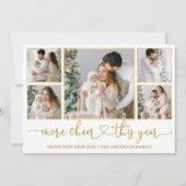 Cartes Pour Fêtes Annuelles Calligraphy Heart More Cheer 5 Photo Gold Frames (Devant)