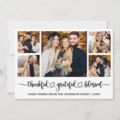 Cartes Pour Fêtes Annuelles Calligraphy Heart Thankful 5 Photos (Devant)