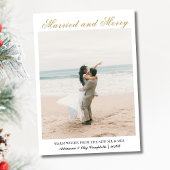 Cartes Pour Fêtes Annuelles Calligraphy Married and Merry Soft Gold Text