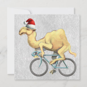 Cartes Pour Fêtes Annuelles Camel équitation d'un vélo à Santa Hat