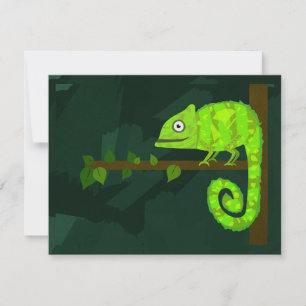 Cartes Pour Fêtes Annuelles Caméléon mignon vert