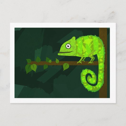 Cartes Pour Fêtes Annuelles Caméléon vert mignon (Devant)