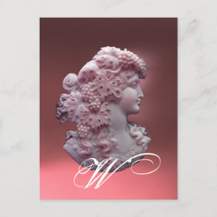 CARTES POUR FÊTES ANNUELLES CAMEO ANTIQUE, DAME AVEC MONOGRAMME DE PÂTES