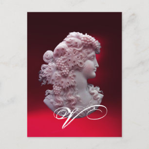 CARTES POUR FÊTES ANNUELLES CAMEO ANTIQUE, DAME AVEC MONOGRAMME DE PÂTES