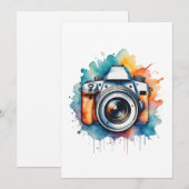 Cartes Pour Fêtes Annuelles caméra aquarelle (Devant / Derrière)